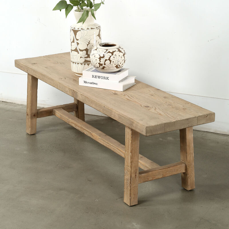 Pine Entryway Bench in Weathered Natural image number 7