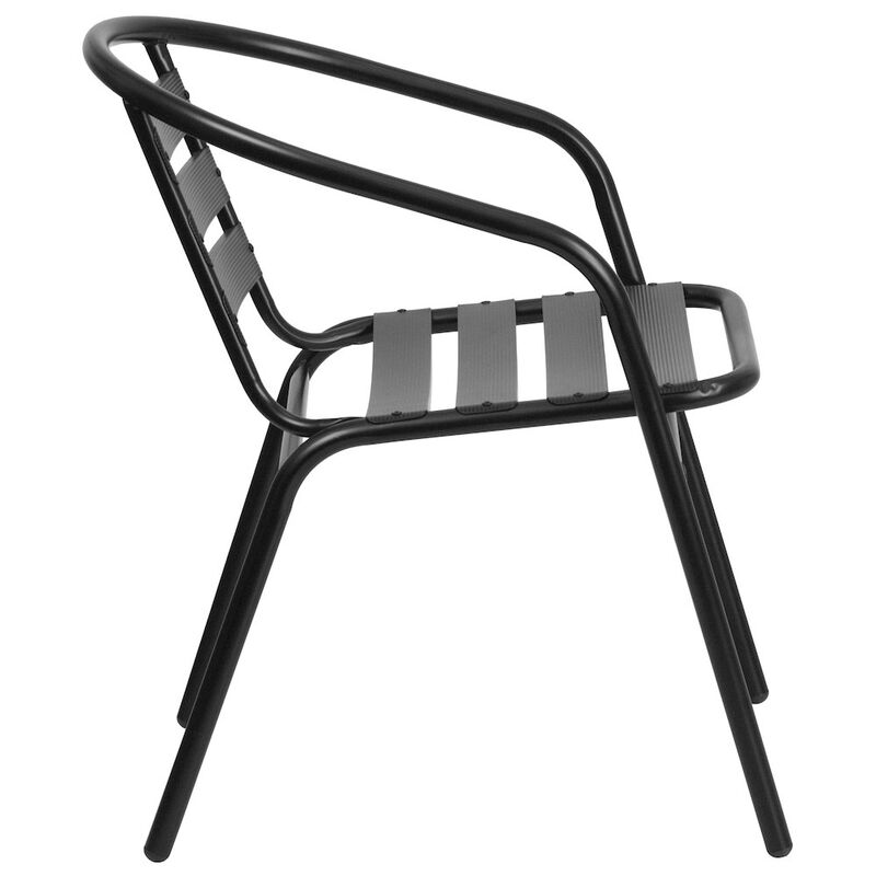 Flash Furniture 7 Piece Set - 55" Tempered Glass Patio Table, 6 Black Metal Chairs image number 7