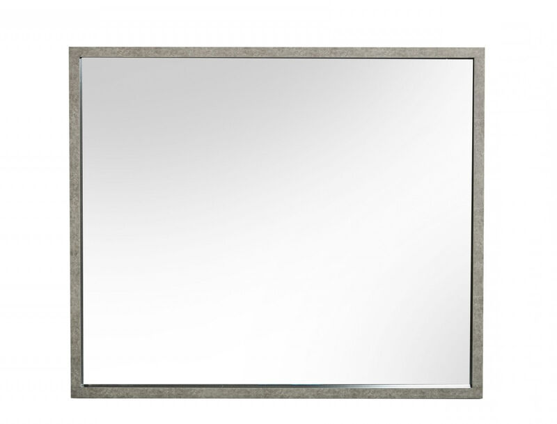 HomeRoots 34" Gray Faux Concrete Framed Accent Mirror image number 2