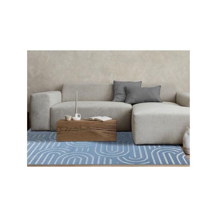 Novelle Home Functional Style Blue White Links Area Rug, 7'9 x 10'6