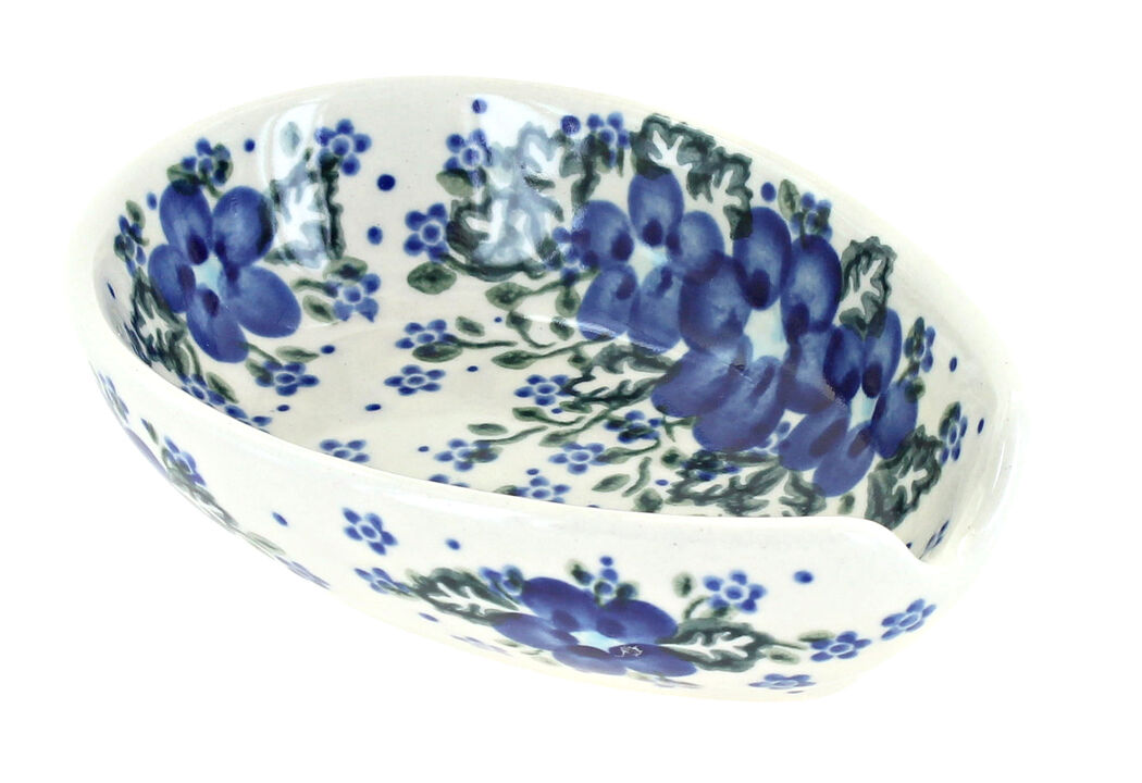 Blue Rose Polish Pottery Daisy Surprise Spoon Rest