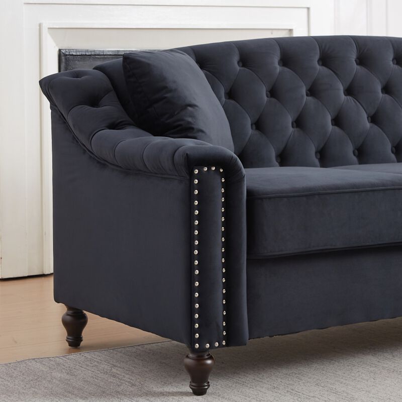 Frak 58.5" Velvet Chesterfield Loveseat image number 8