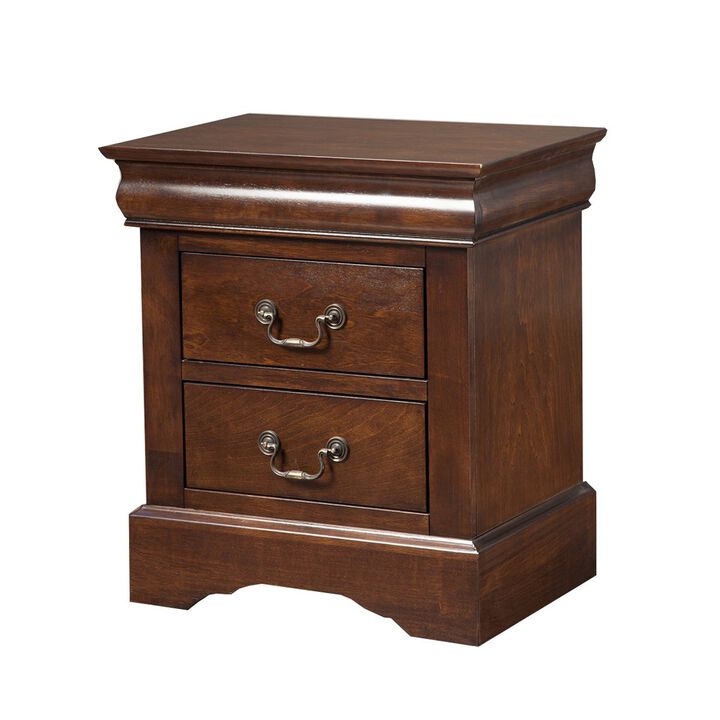 Classic Solid Wood Nightstand &ndash; 2 Drawer Wooden Bedside Storage
