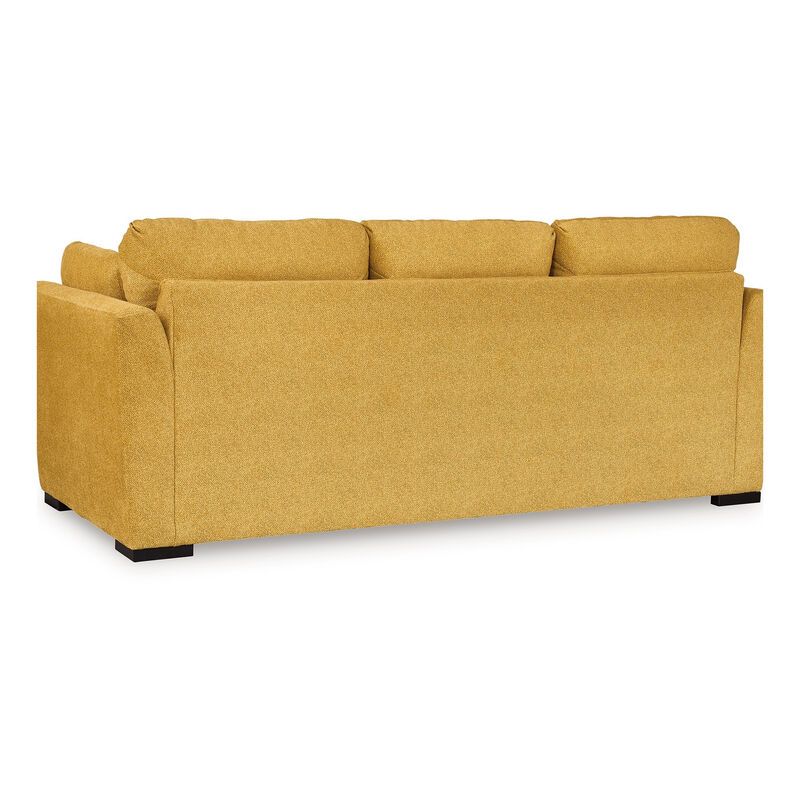 Viena Sofa, 2 Accent Throw Pillows, Soft Yellow Faux Velvet 92 Inch image number 4