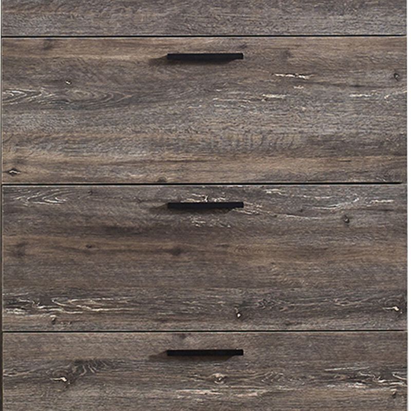 Levy Tall Dresser Chest, 4 Jumbo Drawers, Farmhouse Rustic Gray Wood Finish - Benzara