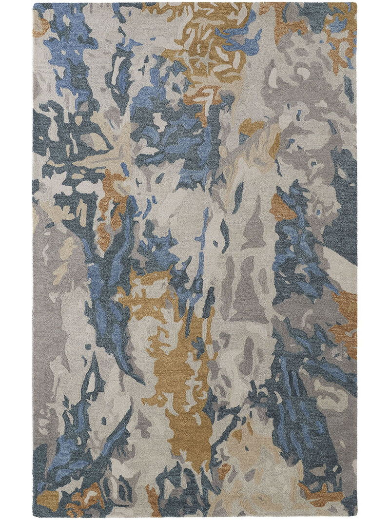 Everley 8645F Gray/Blue/Gold 5' x 8' Rug image number 1