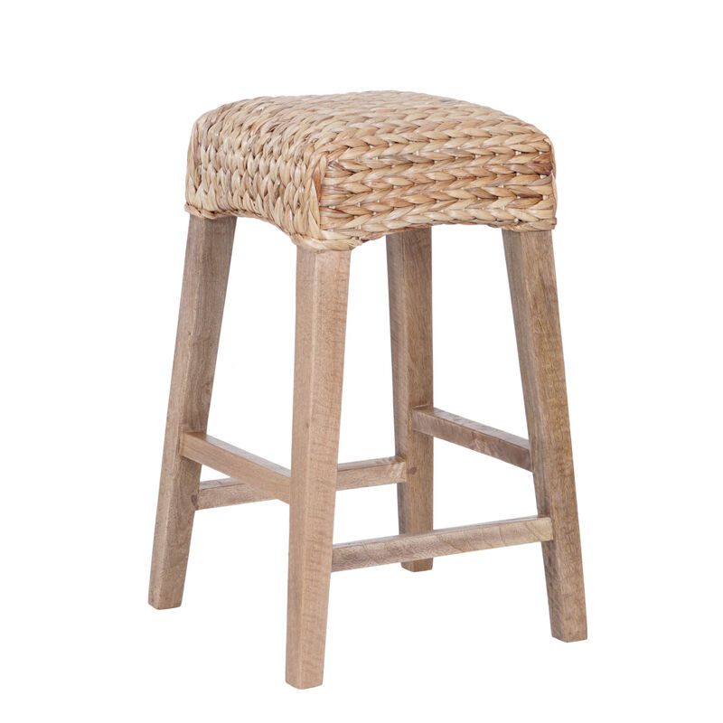 Maui Rustic Bohemian Hyacinth/Wood Backless Stool image number 0