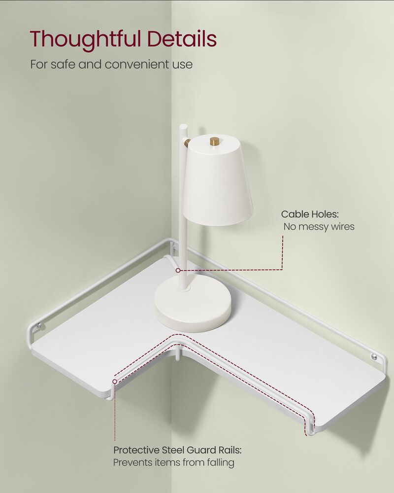 Corner Shelf Wall Mount Space Saving Design with Sleek Finish (Set of 2)