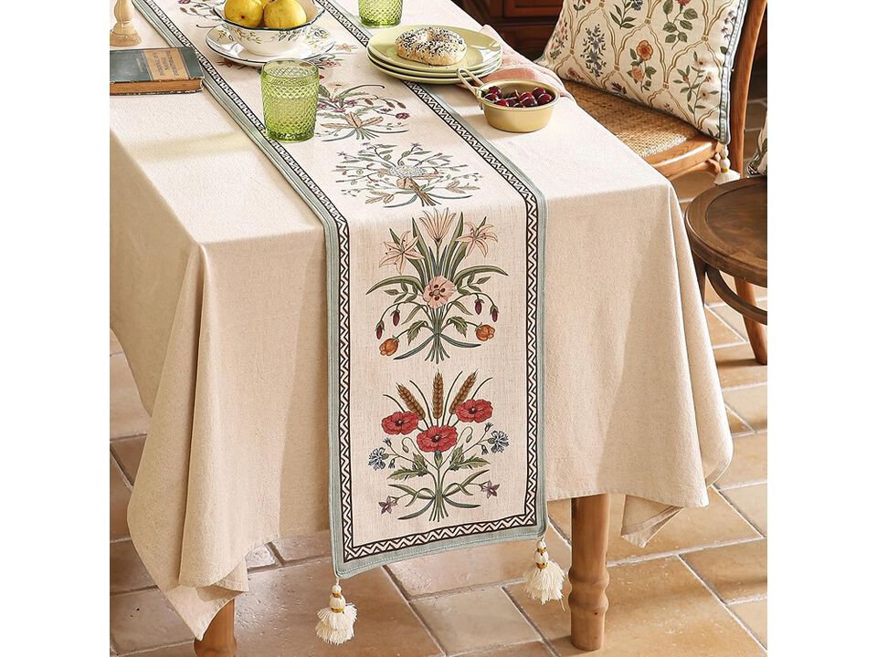 Farmhouse Colorful Wildflower Pattern Table Runners for Dining Tables