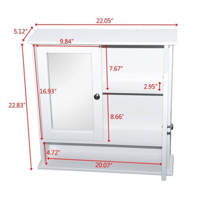 2-Door Wall Mounted Bathroom Medicine Cabinet with Mirror
