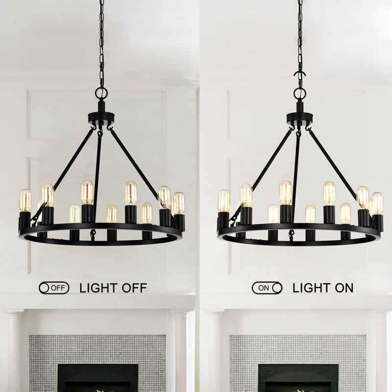 Ester Black 12-light Metal Round Chandelier image number 9