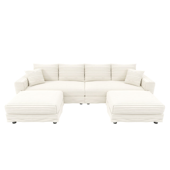 Merax 4-Seat Cloud Sofa with Movable Ottoman