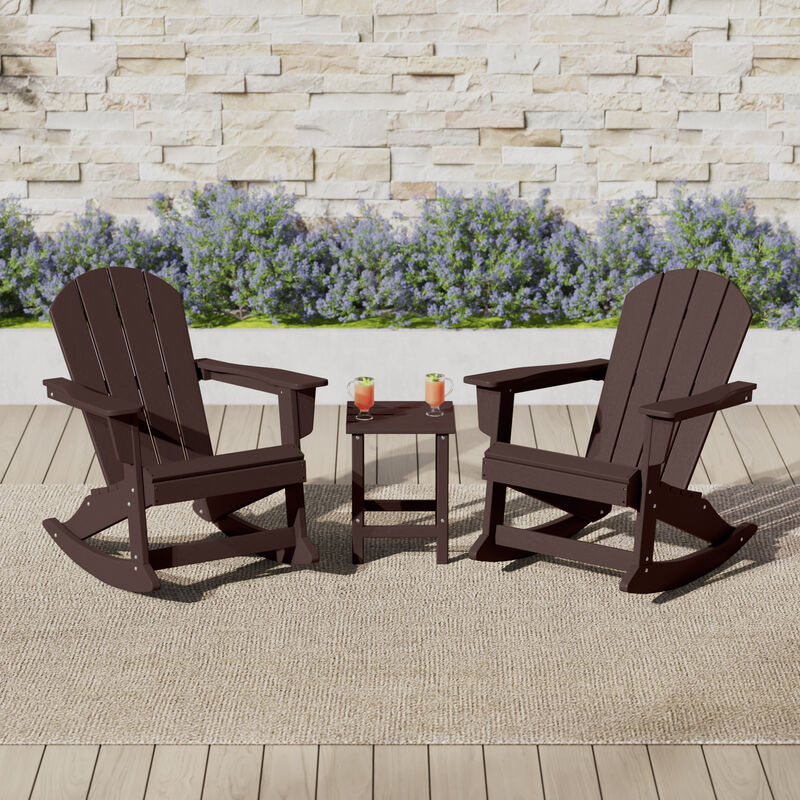 WestinTrends 3-Piece set Outdoor / Patio Poly Adirondack rocking chairs with a side table ( 2 seater )