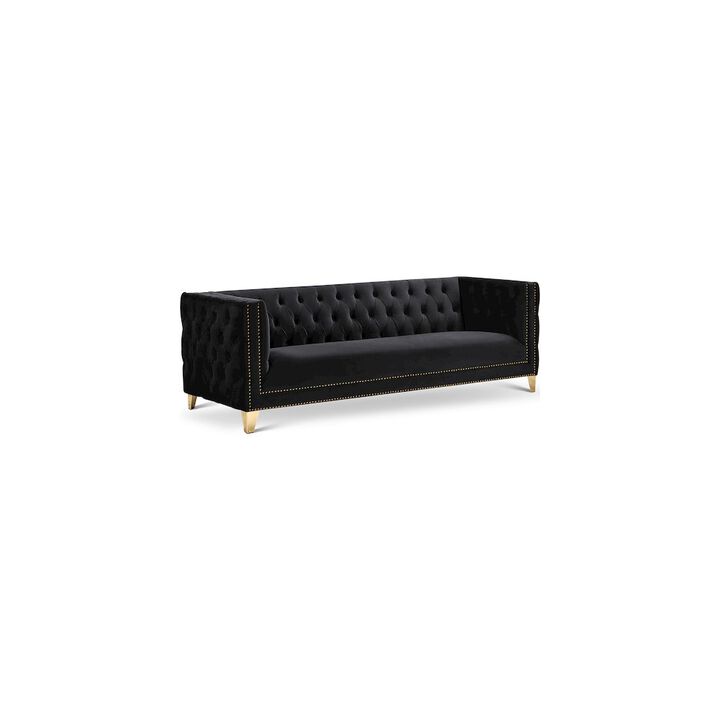 Meridian Furniture Michelle Black Velvet Sofa