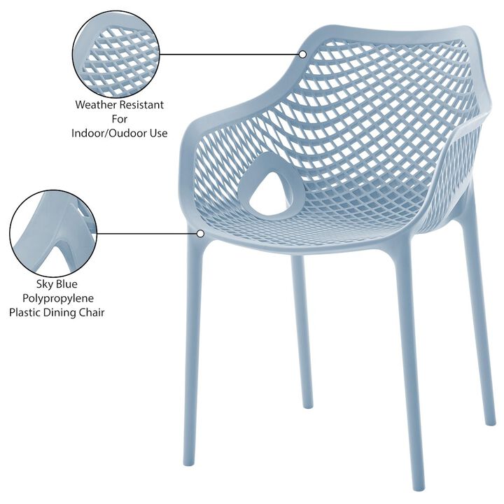 Meridian Furniture Mykonos Sky Blue Outdoor Patio Dining Chair, Set of 4