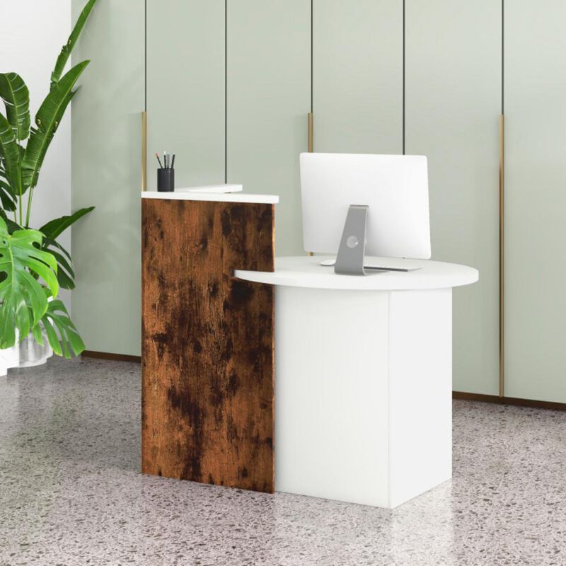 Hivvago Front Reception Office Desk with Open Shelf and Drawer