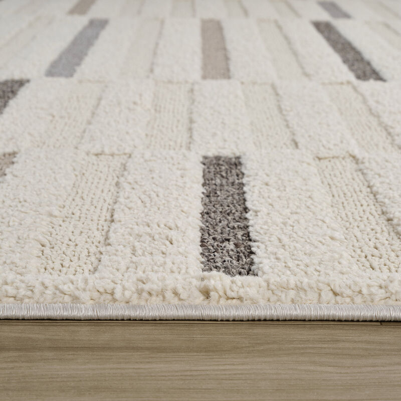Rug Branch Alva Contemporary Striped Cream Grey Indoor Area Rug