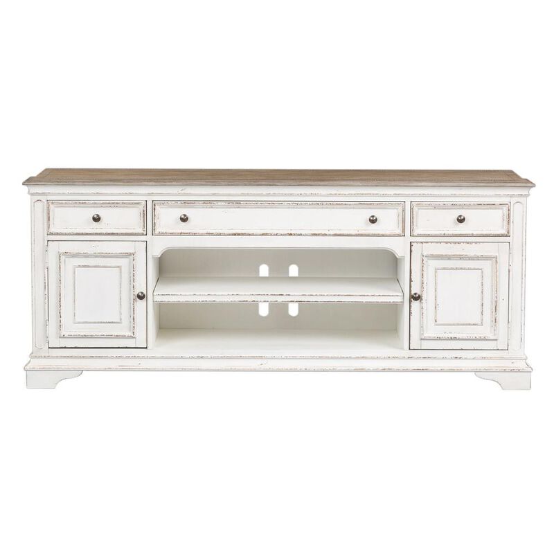Liberty Furniture Magnolia Manor Entertainment TV Stand in Antique White image number 3
