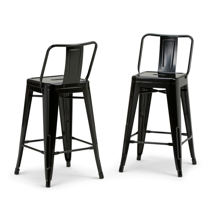Rayne Industrial Metal 24 inch Counter Height Stool (Set of 2) in Black