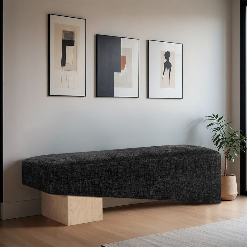 Meridian Furniture Alora Black Fabric Bench