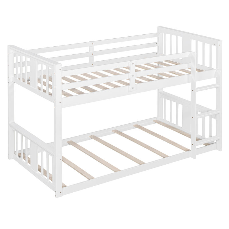 Whisen Twin Over Twin Bunk Bed with Ladder - White