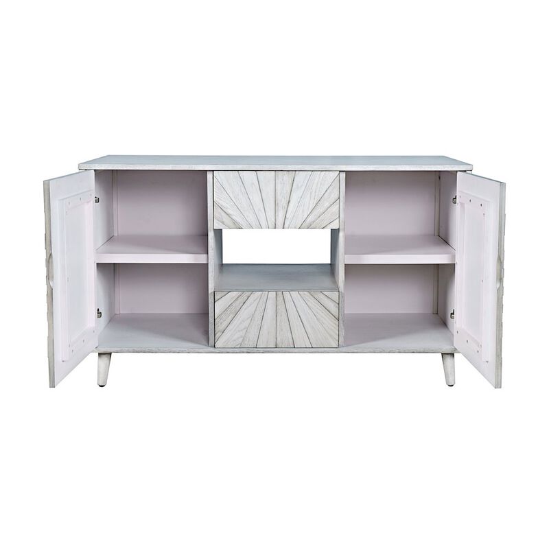 Jofran Reece 50 Mid-Century Modern Starburst TV Stand Console Storage Cabinet