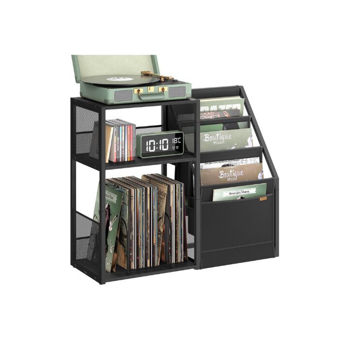 Multi-Level Record Stand &ndash; 3-Tier Vinyl Storage Table for Turntable Setup and 140 Album Capacity