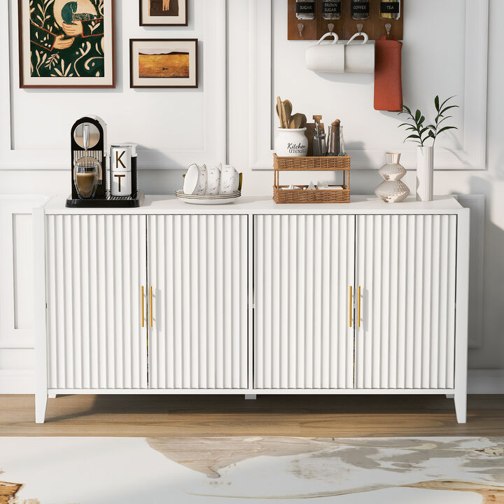 Fambep Modern Wavy-Slatted Storage Sideboard