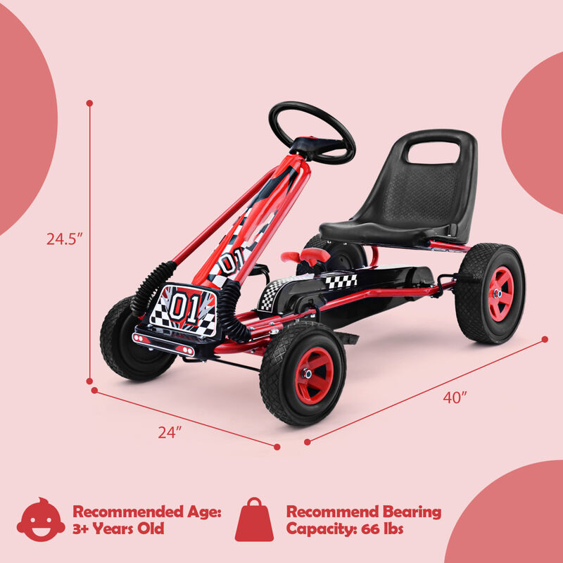 4-Wheel Kids Pedal Go-Kart Ride-On Racer Car for Outdoor Play image number 2