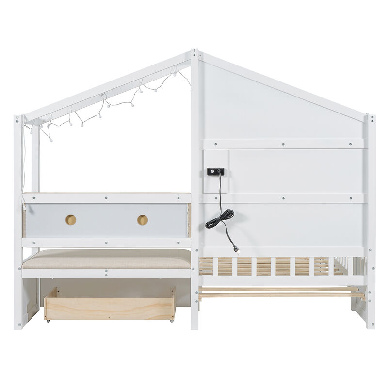 Merax House Bed with Upholstered Sofa image number 7