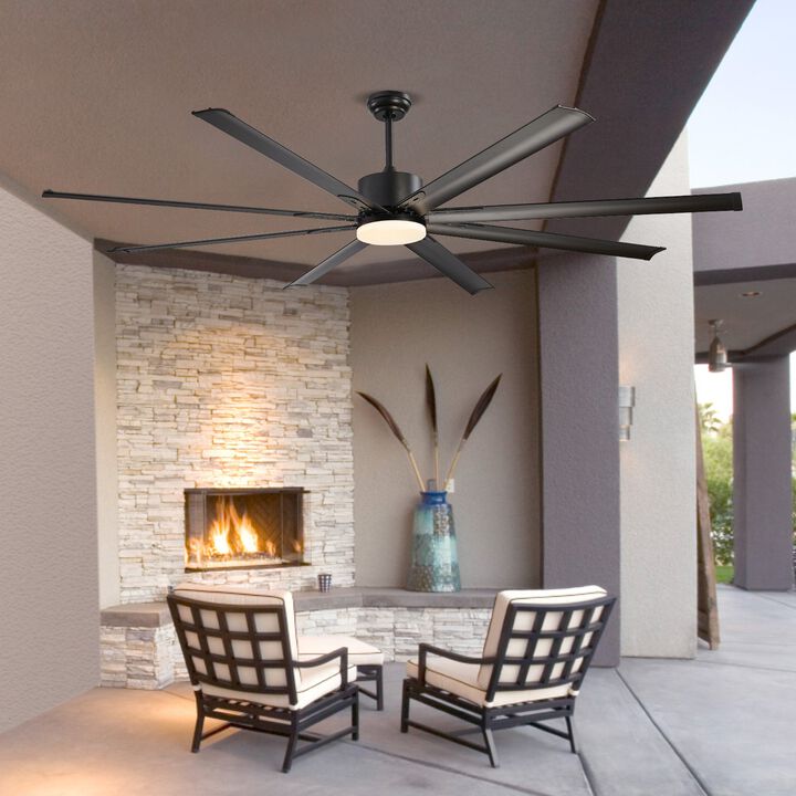 84 Inch Low Profile Ceiling Fan with LED Light and Remote 6 Speeds