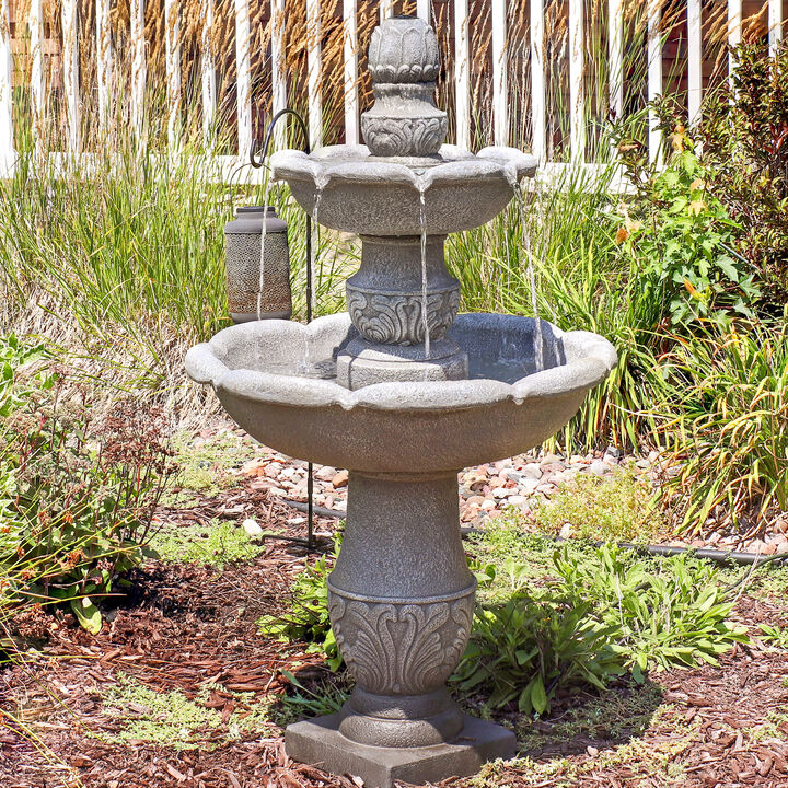 Sunnydaze French Garden Reinforced Concrete Outdoor 2-Tier Water Fountain