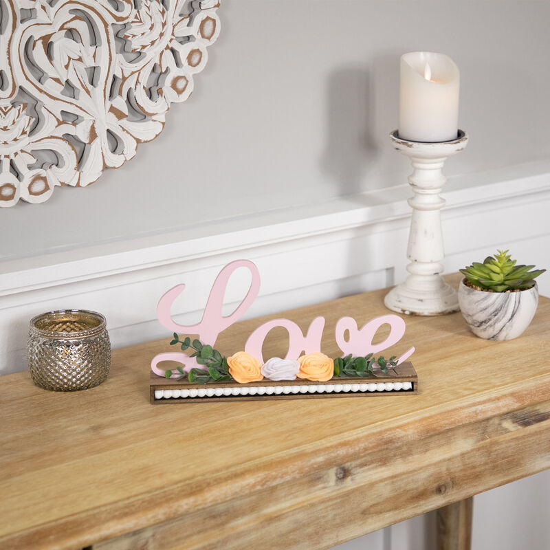 Love with Flowers Wooden Valentine's Day Sign - 11.25"
