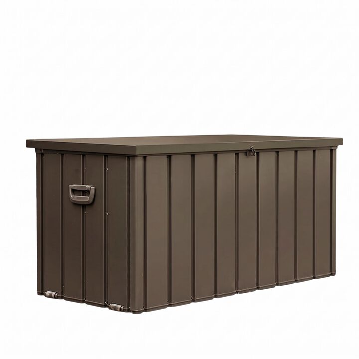 CLIHOME 160 Gallon Outdoor Portable Storage Deck Box,Large Patio Waterproof Lockable Storage Box with Side Handle and Mobile Roller