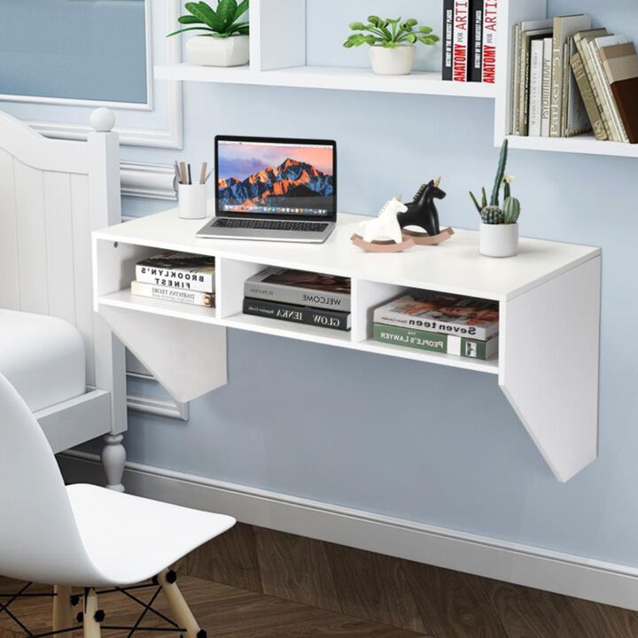 Hivvago Wall Mounted Floating Computer Table Desk Storage Shelf