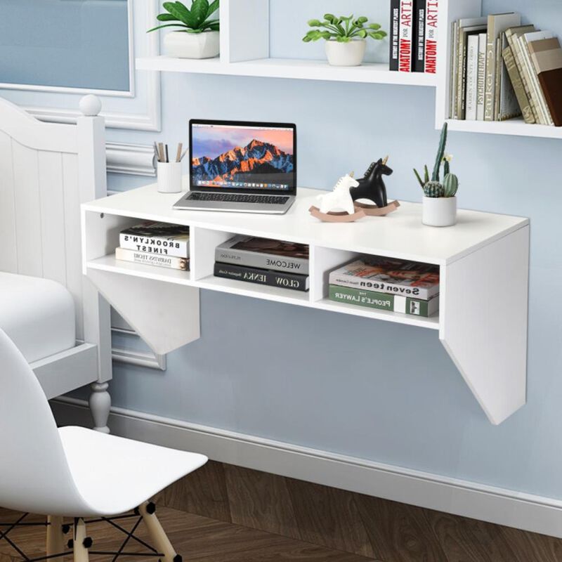 Hivvago Wall Mounted Floating Computer Table Desk Storage Shelf