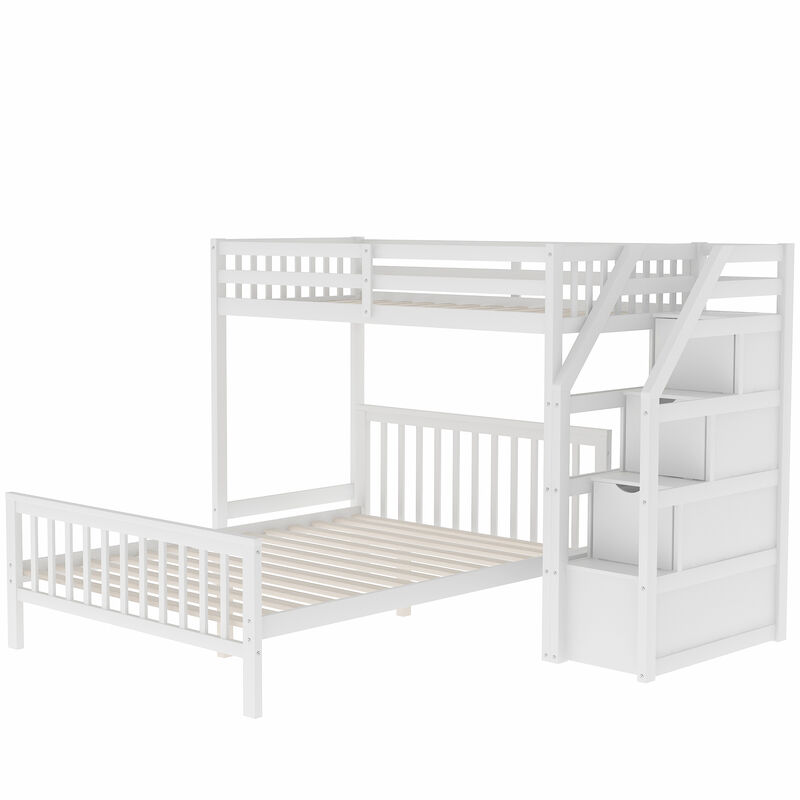 Whisen Twin over Full Loft Bed with Staircase, Pine, for Kids Bedroom image number 7