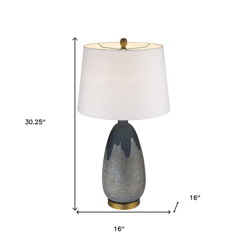 Hivvago 30" Teal Blue Concrete Table Lamp With Cream Empire Shade