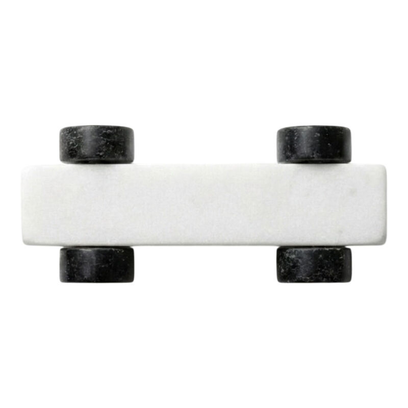 6x3" Decorative Car, White & Black Marble W/brass image number 3