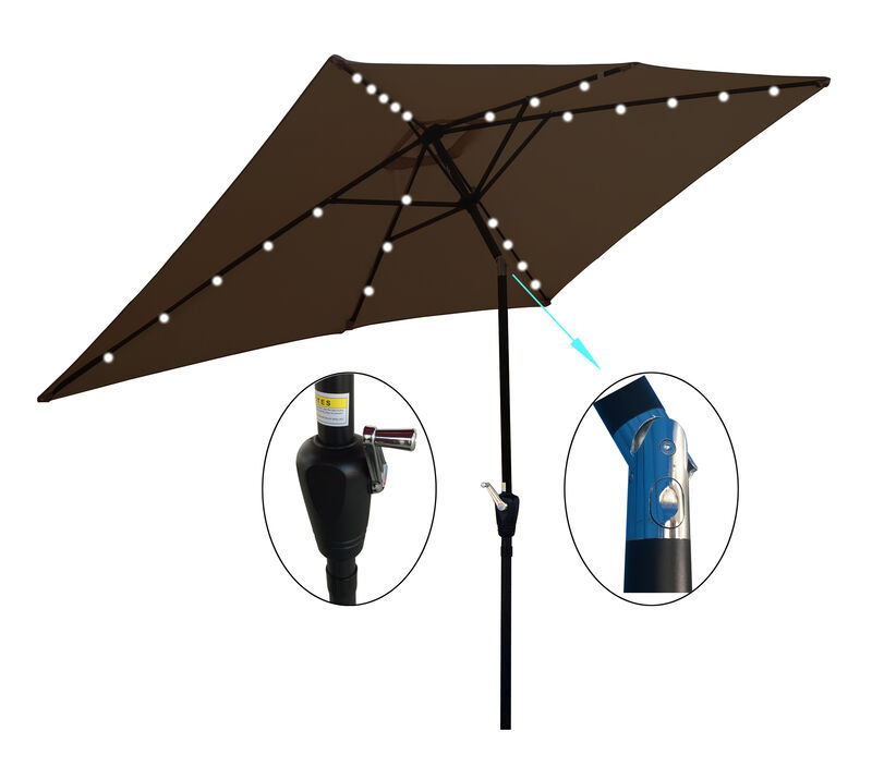 Streamdale Solar Lighted Patio Umbrella with Crank (10' x 6.5')