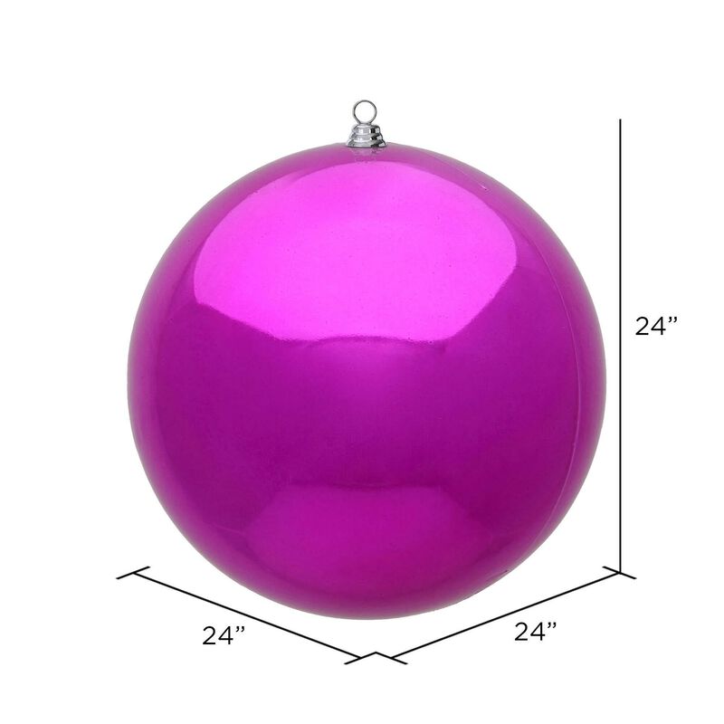Vickerman Giant Fuchsia Shiny Ball Christmas Ornament. UV resistant and Approved for both Indoor and Outdoor Use. image number 1