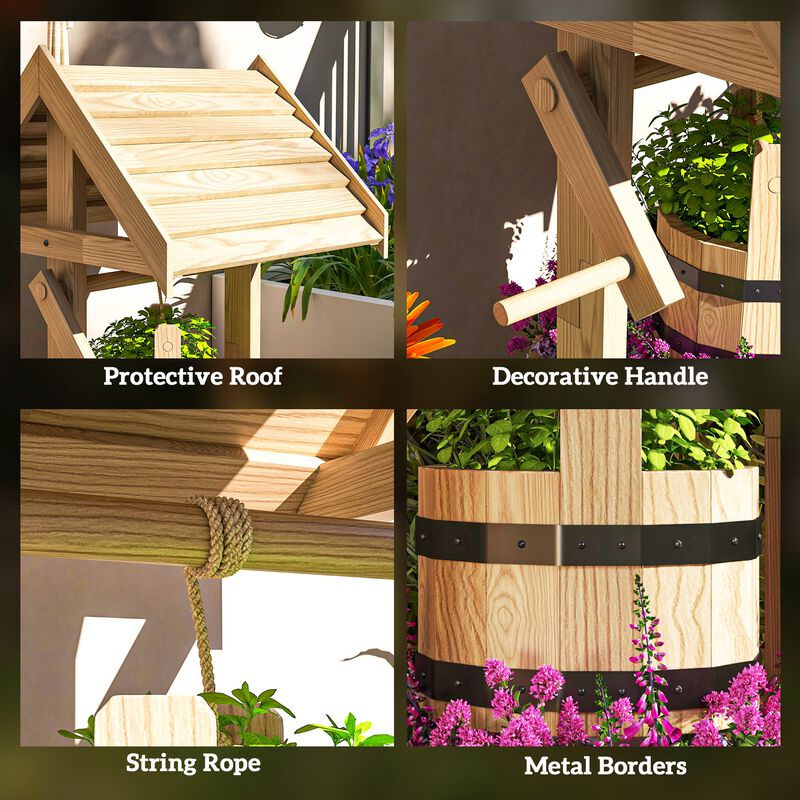 Hivvago Decorative Wooden Wishing Well for Garden image number 6