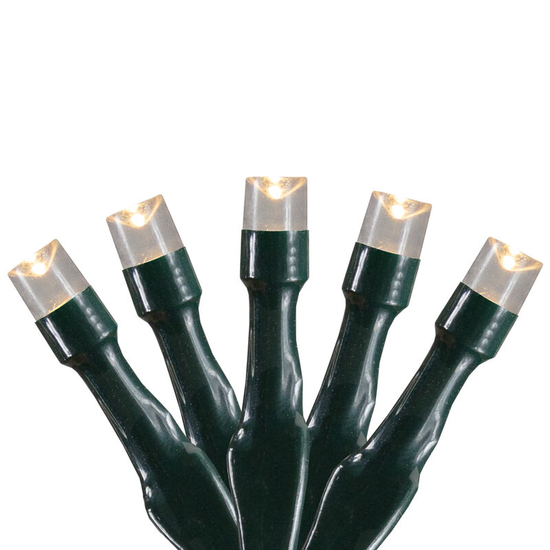 20 Battery Operated Warm White LED Wide Angle Christmas Lights - 9.5 ft Green Wire image number 0