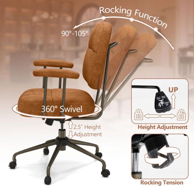 Hivvago Leathaire Upholstered Task Home Office Chair with Cushioned Back