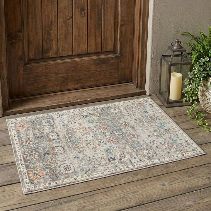 HomeRoots Floral Stain Resistant Indoor Outdoor Area Rug