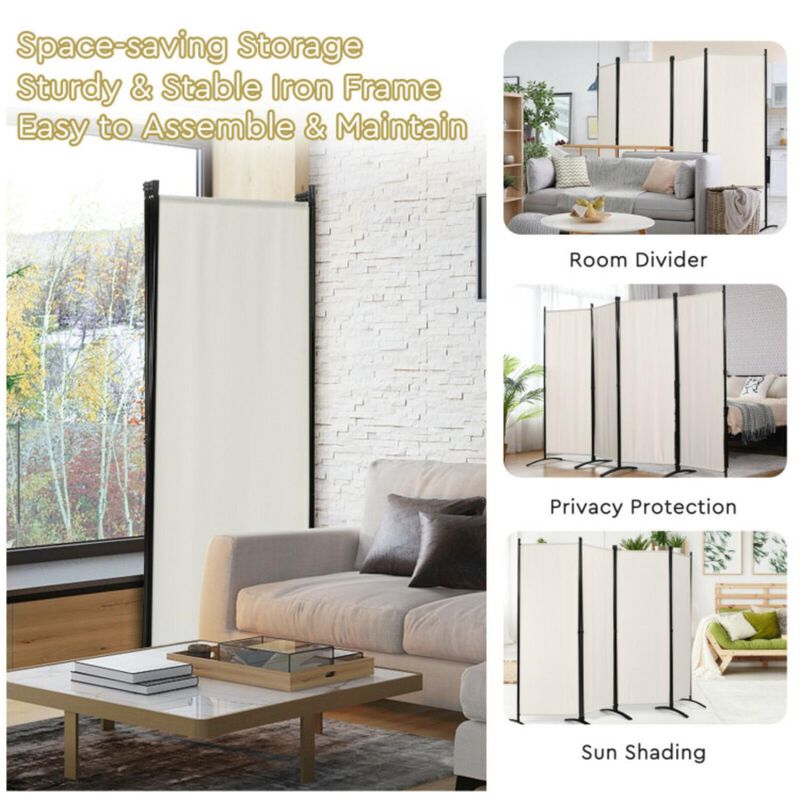 Hivvago 4-Panel  Room Divider with Steel Frame