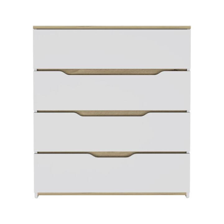Streamdale Lynbrook 4-Drawer Dresser White And Light Oak