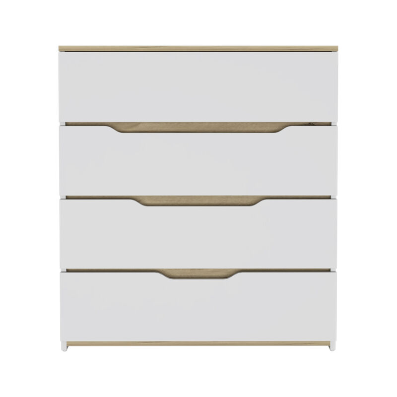 Streamdale Lynbrook 4-Drawer Dresser White And Light Oak