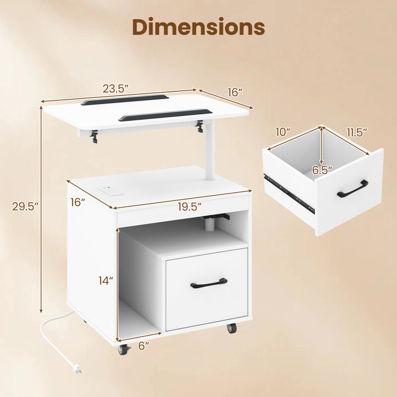 LED Nightstand with Power Outlets and Flip-Top Storage for Bedroom image number 2