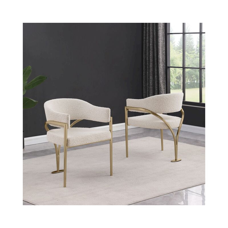 Best Quality Furniture Modern Upholstered Chair with Cream Boucle Fabric Set of 2